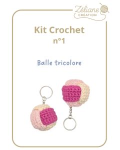 Kit crochet ZC n°1 - 2 porte clés balle - kit complet ou déjà confectionné main