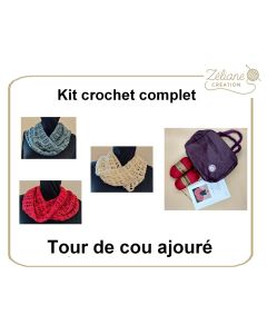 Kit crochet ZC n°2 - col ajouré fantaisie 100% bambou - kit complet ou prêt à porter