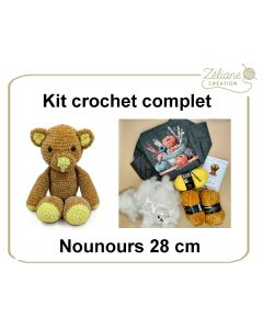 Kit crochet ZC n°4 - nounours 28 cm - kit complet ou déjà confectionné