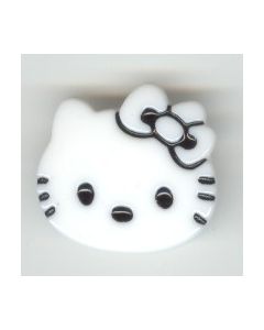 Bouton plastique Hello Kitty 28 mm coloris blanc