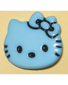 Bouton plastique Hello Kitty 28 mm coloris bleu clair