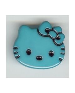 Bouton plastique Hello Kitty 28 mm coloris bleu turquoise