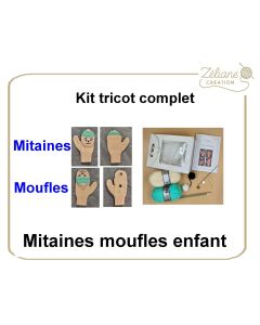 Kit tricot ZC n°4 - mitaines moufles 4/6 ans - kit complet ou prêt à porter