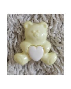 bouton layette ourson jaune avec coeur blanc 15 mm