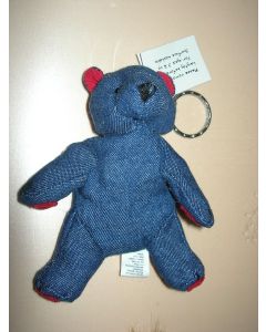 Porte clés peluche nounours en tissus jeans