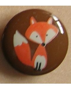 bouton plastique 15 mm avec renard coloris marron