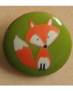 bouton plastique 15 mm avec renard coloris vert
