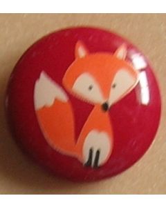 bouton plastique 15 mm avec renard coloris rouge
