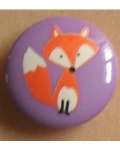bouton plastique 15 mm avec renard coloris violet