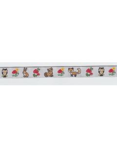 10 cm de galon animaux de la forêt 16 mm coloris blanc