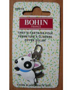 tirette fantaisie pour fermeture à glissière - chien blanc