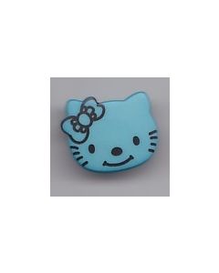 Bouton Hello Kitty 18 mm en plastique coloris turquoise 70
