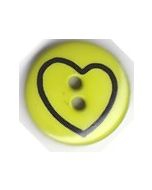 Bouton rond 18 mm avec coeur dessiné réf 2411 fond vert