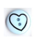 Bouton rond 18 mm avec coeur dessiné réf 2411 fond bleu ciel