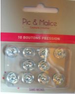 10 boutons pressions métal sans nickel 11 mm coloris argent