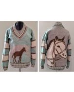 kit tricot 9541 - pull jacquard équitation T 34/36 à 46/48