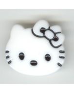 Bouton plastique Hello Kitty 28 mm coloris blanc