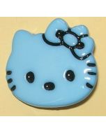 Bouton plastique Hello Kitty 28 mm coloris bleu clair