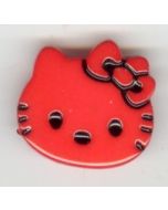 Bouton plastique Hello Kitty 28 mm coloris rouge