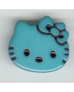 Bouton plastique Hello Kitty 28 mm coloris bleu turquoise