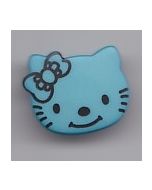 Bouton Hello Kitty 18 mm en plastique coloris turquoise 70